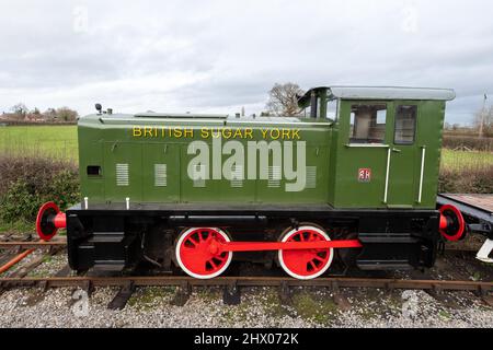 York.Yorkshire.United Kingdom.February 16th 2022.A Ruston and Hornsby 88DS train is on display at the Yorkshire museum of farming Stock Photo