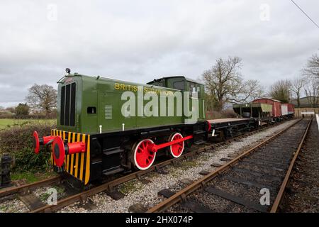 York.Yorkshire.United Kingdom.February 16th 2022.A Ruston and Hornsby 88DS train is on display at the Yorkshire museum of farming Stock Photo