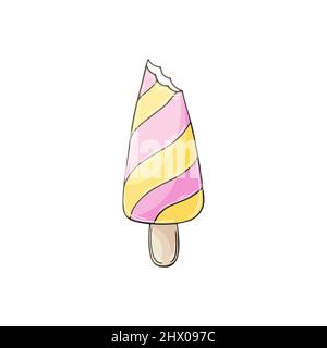 Sweet dessert, graphic element for your design. Illustration in hand draw style. Multi-colored popsicle. Icon Stock Vector
