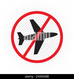 plane fighter fly prohibited sign symbol icon Stock Vector