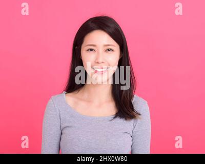 Portrait of beautiful asian woman with long hair and makeup