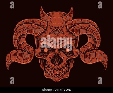 illustration vector demon skull head Stock Vector