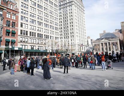 New York, United States. 08th Mar, 2022. People gather at a rally to protect abortion rights on International Women's Day in Union Square in New York City on Tuesday, March 8, 2022. Photo by John Angelillo/UPI Credit: UPI/Alamy Live News Stock Photo