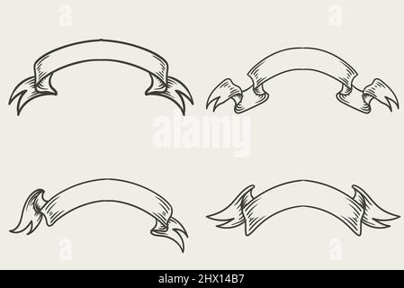 set Engraving elegant ribbons set Free Stock Vector