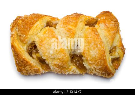 Apple Strudle Pastry Cut Out on White. Stock Photo