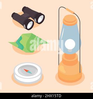 camping equipment icons Stock Vector