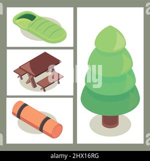 camping flat icons Stock Vector