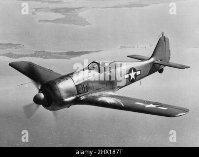 A captured German Focke-Wulf Fw 190 fighter tested by the U.S. Navy Naval Air Test Center Patuxent River, Maryland (USA), circa in March 1944. The aircraft received U.S. markings and a standard U.S. Navy camouflage, with the armament apparently removed. Stock Photo