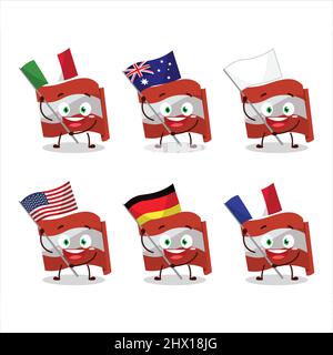 Austria flag cartoon character bring the flags of various countries. Vector illustration Stock Vector