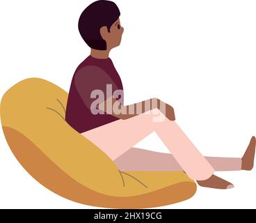 guy sitting on bean chair Stock Vector