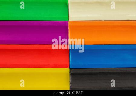multicolored plasticine background or texture. Geometric pattern Stock Photo