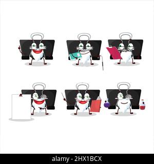 Professor binder clip academic cartoon character working on laboratory. Vector illustration Stock Vector