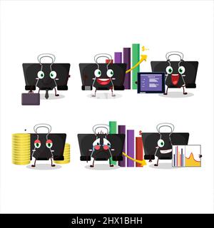 Binder clip character designs as a trader investment mascot. Vector illustration Stock Vector