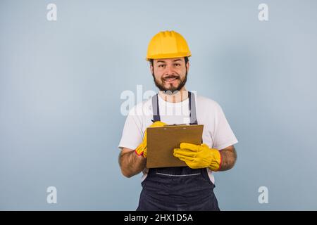 Hispanic man Professional engineering and worker with helmet in Mexico Latin America Stock Photo