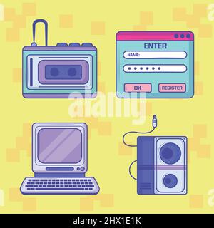 icons retro tech Stock Vector
