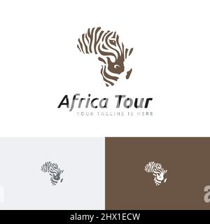 Africa Zebra Silhouette Animal Wildlife Tour Travel Logo Template Stock Vector