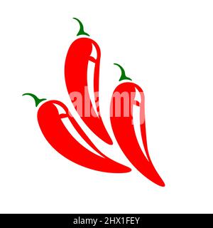 3 Red Chillies vector illustration on a white background Stock Vector
