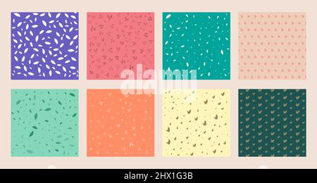 Set collection of leaf seamless pattern in multicolored background. Vector illustration Stock Vector