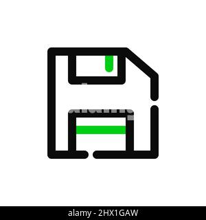 Floppy disk memory and file save symbol. Pixel perfect, editable stroke icon Stock Vector