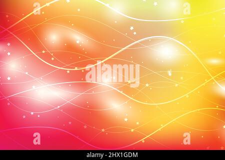 Abstract colorful background with light lines, stars, gradient waves, geometric shapes, dynamical forms. Design for poster, banner, card. Vector Stock Vector
