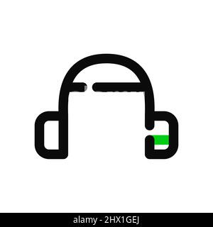 Headphones minimalistic line art icons. Pixel perfect, editable stroke Stock Vector