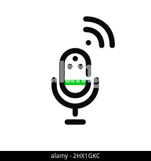 Simple line art microphone icon. Pixel perfect, editable stroke Stock Vector