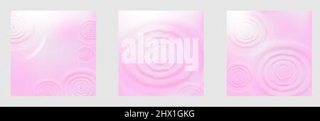 Pink circle radial realistic water ripple background collection from top view angle or flat lay. Vector illustration Stock Vector
