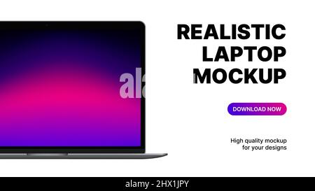 Realistic Laptop with blank Screen. Digital Device Mockup on White Background for Marketing purposes. Vector illustration Stock Vector