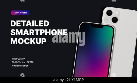 White Smartphone Mockup. Banner for Ui Design or App Presentation. Vector illustration Stock Vector