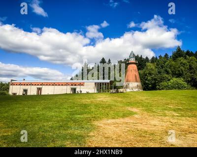 Lighthouse and art center around around the Lake of Vassiviere, Limousin, France Stock Photo