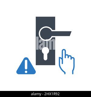 Do not touch door handle related vector glyph icon Stock Vector