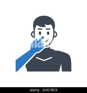 Avoid face touch related vector glyph icon. Stock Vector