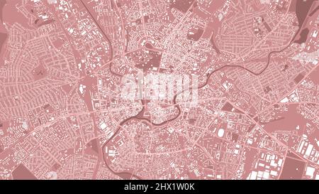 Red Kharkiv City area vector background map, roads and water cartography illustration. Widescreen proportion, digital flat design roadmap. Stock Vector