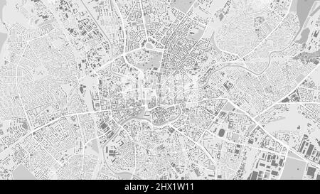 White and light grey Kharkiv City area vector background map, roads and water cartography illustration. Widescreen proportion, digital flat design roa Stock Vector