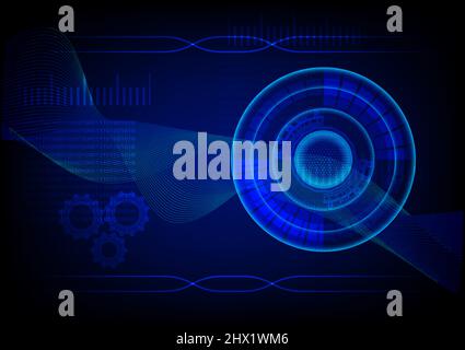 graphics design circle style cog glow abstract background blue color tone concept technology futuristic vector illustration Stock Vector