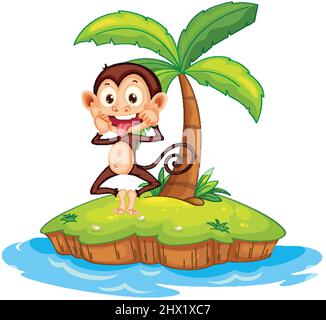 Cartoon monkeys on isolated island illustration Stock Vector Image ...
