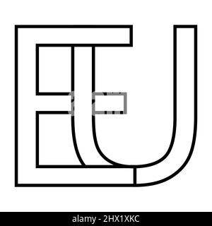 Logo sign eu ue icon Europe European Union interlaced letters e t Stock Vector