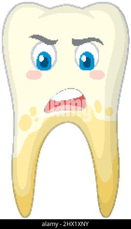 Yellow tooth on white background illustration Stock Vector