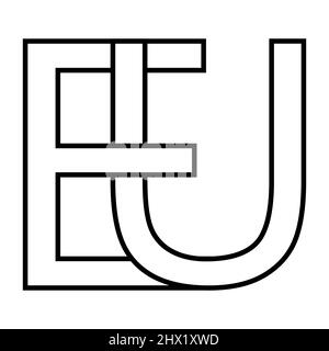 Logo sign eu ue icon Europe, European Union interlaced letters e t Stock Vector