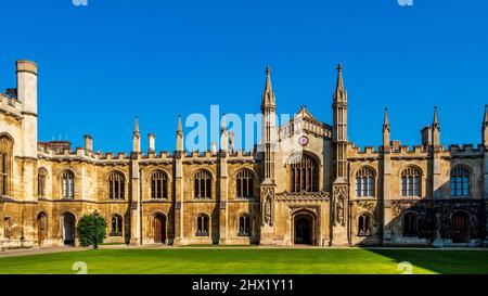 The New Court of Corpus Christi College, part of the University of Cambridge UK. The college was founded in 1352 by the townspeople of Cambridge. Stock Photo