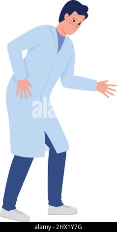 Worried doctor semi flat color vector character Stock Vector