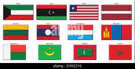 Flag set isolated on white background vector image. Stock Vector