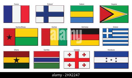 Flag set isolated on white background vector image. Stock Vector