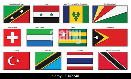 Flag set isolated on white background vector image. Stock Vector