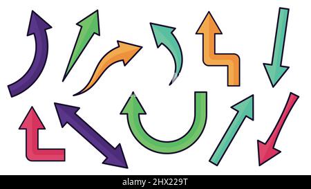colored arrow icon set vector image. Stock Vector