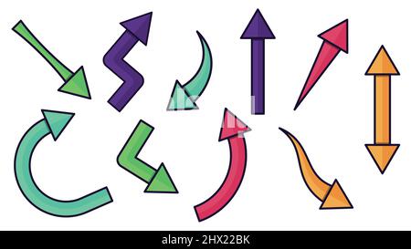 colored arrow icon set vector image. Stock Vector