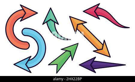 colored arrow icon set vector image. Stock Vector
