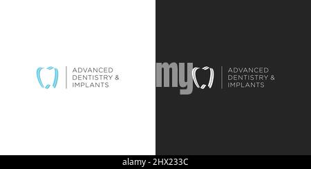 Modern and unique dental and dental implant logo Stock Vector