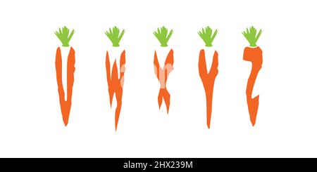 Simple and colorful alphabet letter carrot illustration design 3 Stock Vector