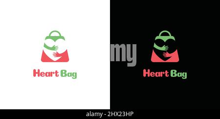 Unique and fun heart bag logo design Stock Vector
